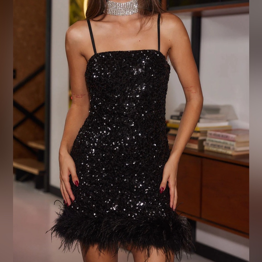 Elegant Black Sequin Mini Dress